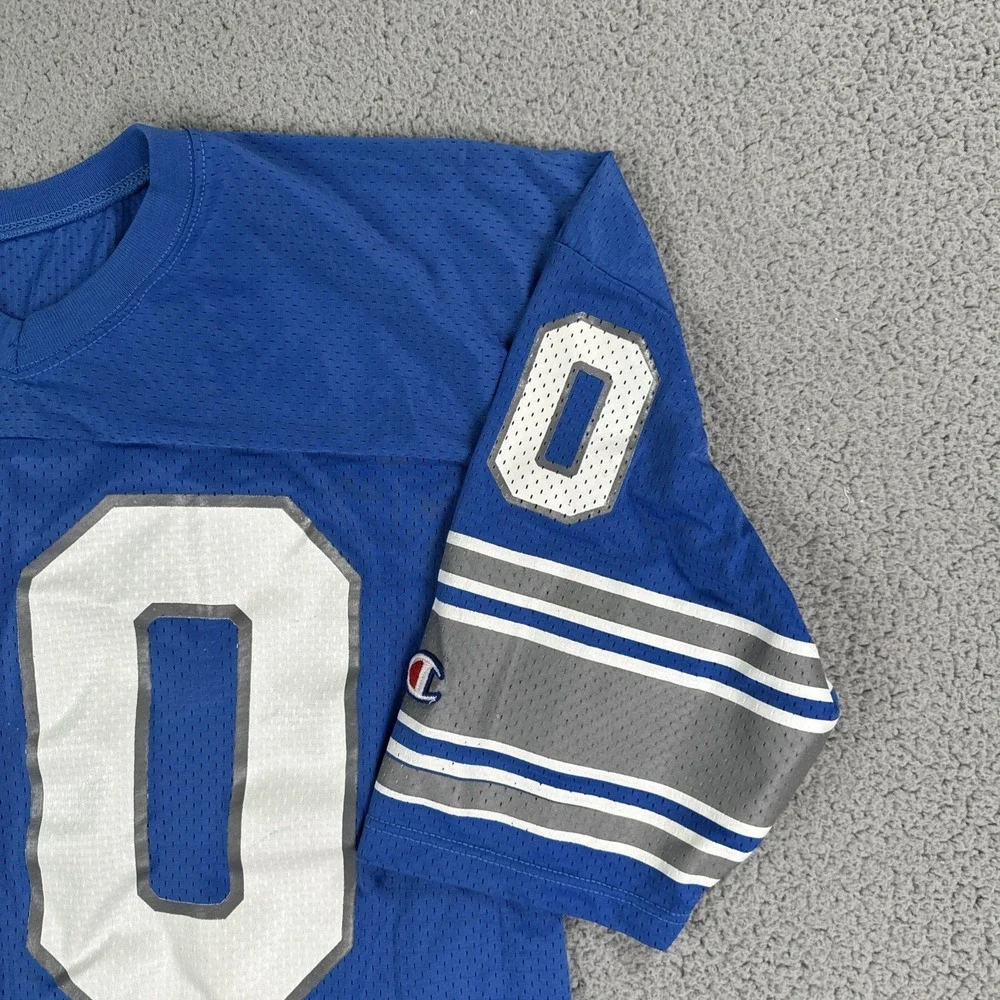 VTG Champion Detroit Lions Barry Sanders Football Jersey Men 52 Blue Made in USA - Picture 6 of 16